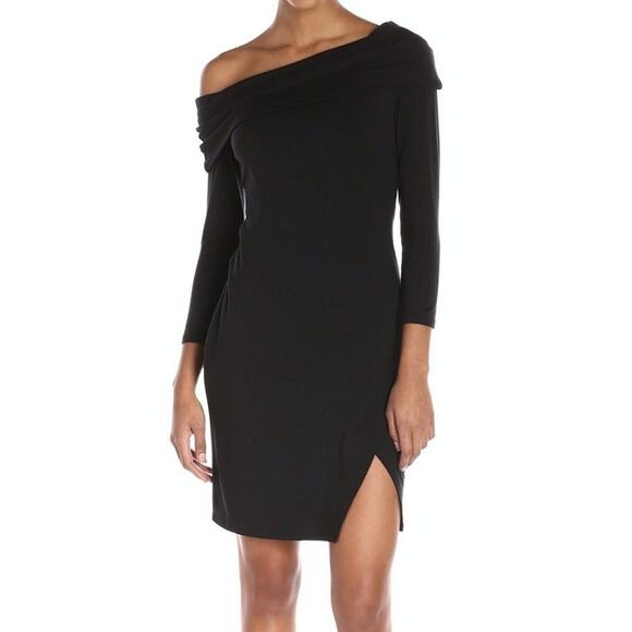 MICHAEL STARS off the shoulder fitted black bodycon party dress LBD Size XS NEW - Picture 8 of 8